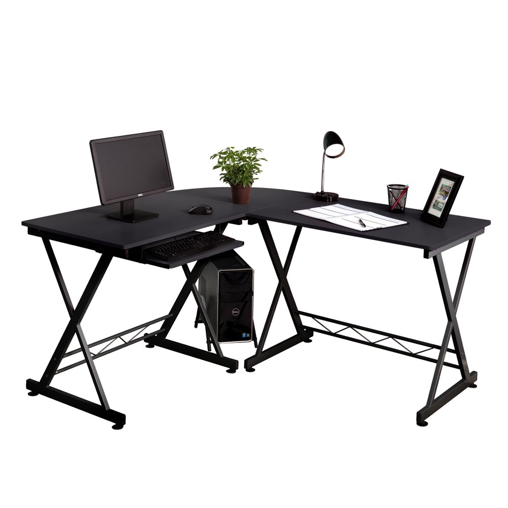 Fineboard Home Office LShaped Corner Desk, Black