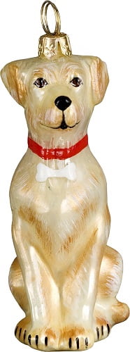 Black Labrador Retriever Christmas Ornament - Hand-Painted Polish Glass With Hat & Scarf