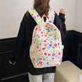thumbnail image 4 of Lusa 3PCS Flower Print Backpack Set Students Large Capacity Double Shoulder Schoolbag with Lunch Tote and Pencil Bag Fashion Colorful Versatile Daily and Travel Daypack White One Size, 4 of 5