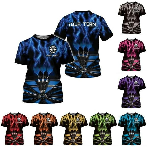 Personalized Darts T- Shirts, Dartboard Shirts, Darts 3D Sweatshirt, Hoodies Gift, Dart Shirts for Team, Dart League (Blue, S)