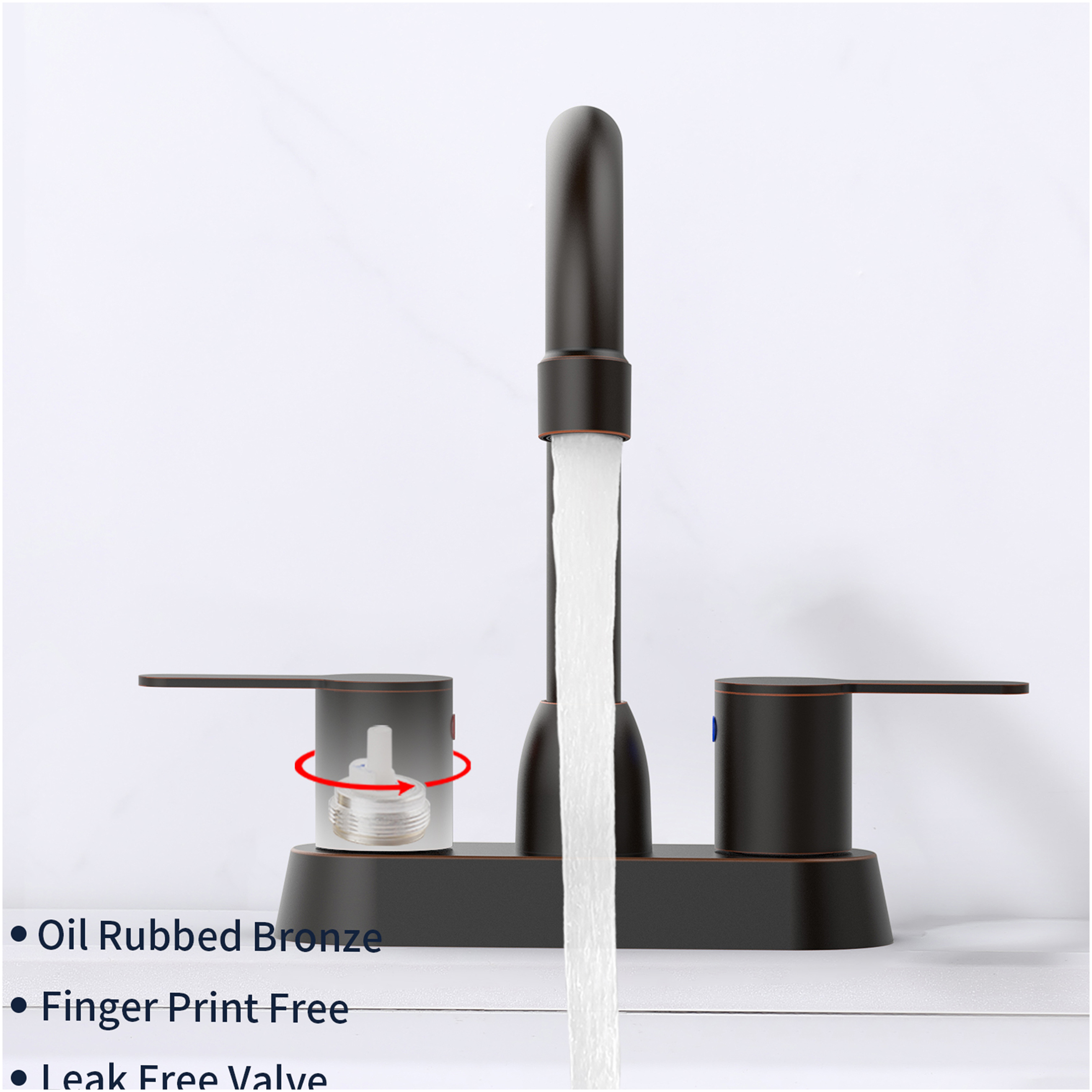 JERFIT Oil Rubbed Bronze Centerset Bathroom Sink Faucet, 2-Handle Modern Vanity Faucet for 2 or 3 Hole Mount, Solid Brass Construction