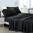 thumbnail image 3 of ESCA Black Bed Sheets Set - OEKO-TEX Certified, 4-Piece Set (Flat Sheet, Fitted Sheet, Pillowcases) Queen Size, 3 of 6