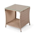 thumbnail image 2 of Ktaxon Wicker Side Table, Small Size Coffee End Table Outdoor Side Table for Garden, Deck, Porch, Yard w/ Glass Table Top, Natural, 2 of 6