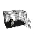 thumbnail image 4 of Finihen 30" Medium Dog Cage with Divider and Plastic Leak-Proof Pan Tray, Double Door Folding Metal Wire Dog Crate for Indoor, Outdoor, and Travel, Black, 4 of 12