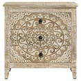 thumbnail image 2 of 28 Inch Ornate Medallion Accent Cabinet with 3 Drawers, Mango Wood, White, 2 of 5