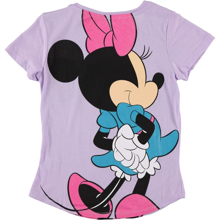 Disney Minnie Mouse Girls Short Sleeve T-Shirt- Front and Back Print -  Sizes 4-16