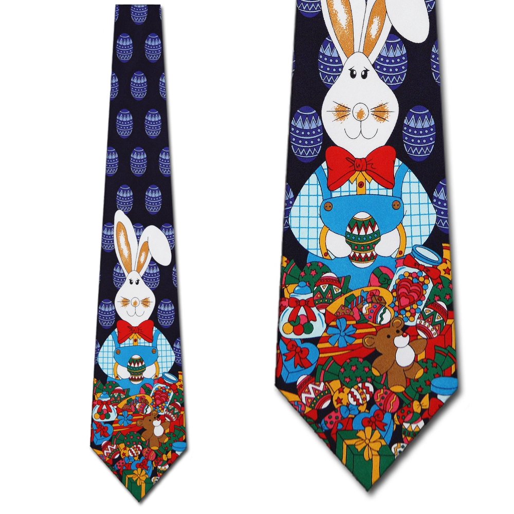 Three Rooker Big Bunny Necktie Mens Easter Tie