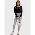 thumbnail image 6 of Womens Long Sleeve Tops Casual Basics Fall Shirts Solid Crewneck T-Shirt, 6 of 6