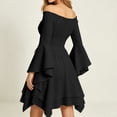 thumbnail image 6 of Oksale Lace Up Dress for Women Medieval Retro Flare Sleeve Renaissance Dresses Off Shoulder Asymmetrical Hem Mini Dress Halloween Costumes Black L, 6 of 10