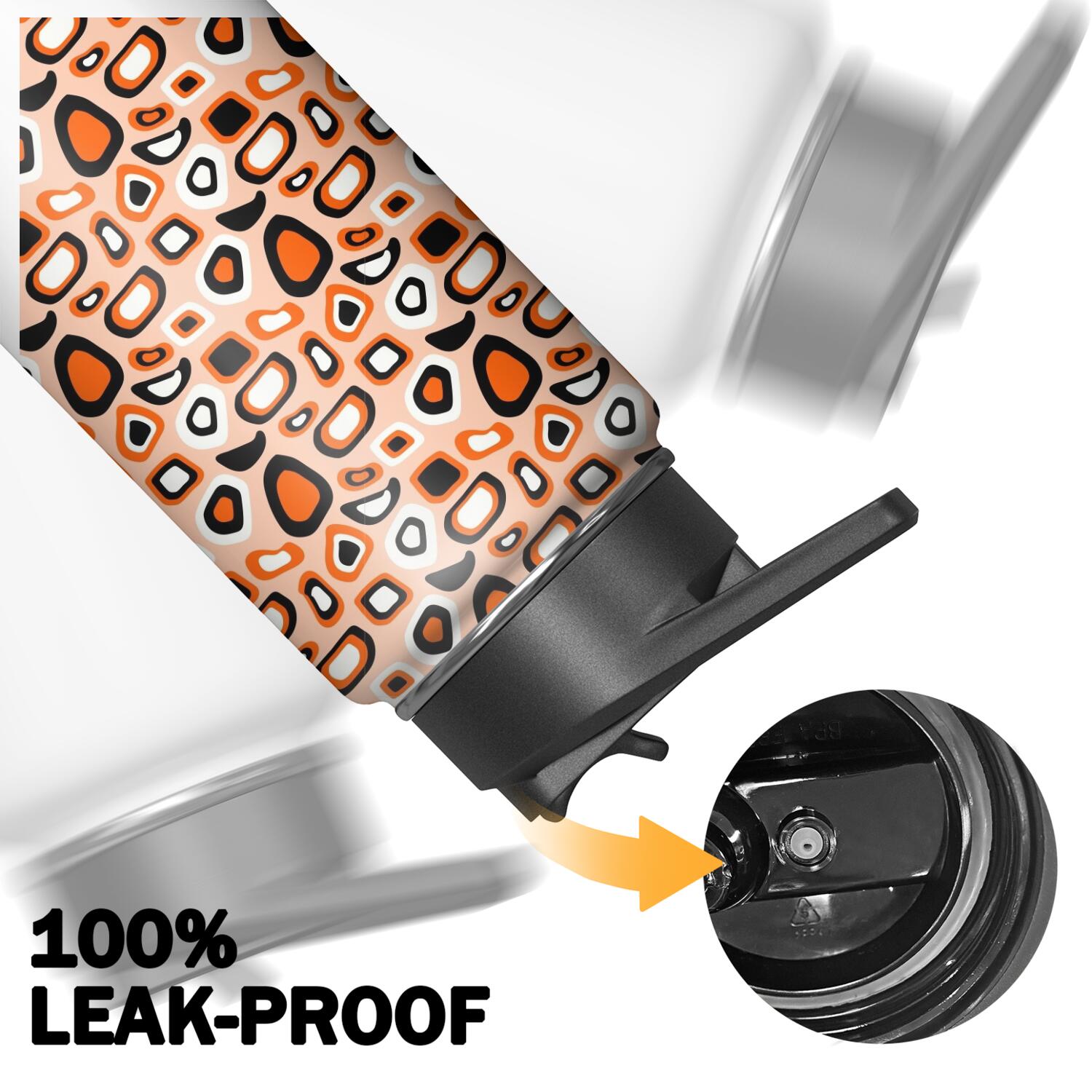 Leopard Print Insulated Stainless Steel Water Bottle with Straw & Cleaning Brush – 18 Oz | Leakproof, BPA-Free, 304 Stainless Steel, Wide Mouth, Travel Mug for Car, Gym, Office