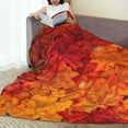 thumbnail image 6 of Pofeuu Autumn Leaf Print Ultra-Soft Micro Fleece Blanket,for Bed Or Sofa,All Season Throw Blankets Flannel Blanket-80"x60", 6 of 7