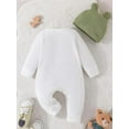 thumbnail image 4 of WIBACKER 0-18M Baby Boys Cartoon Bear Long Sleeve Jumpsuit and Hat Spring Fall Outfits Clothes, 4 of 8
