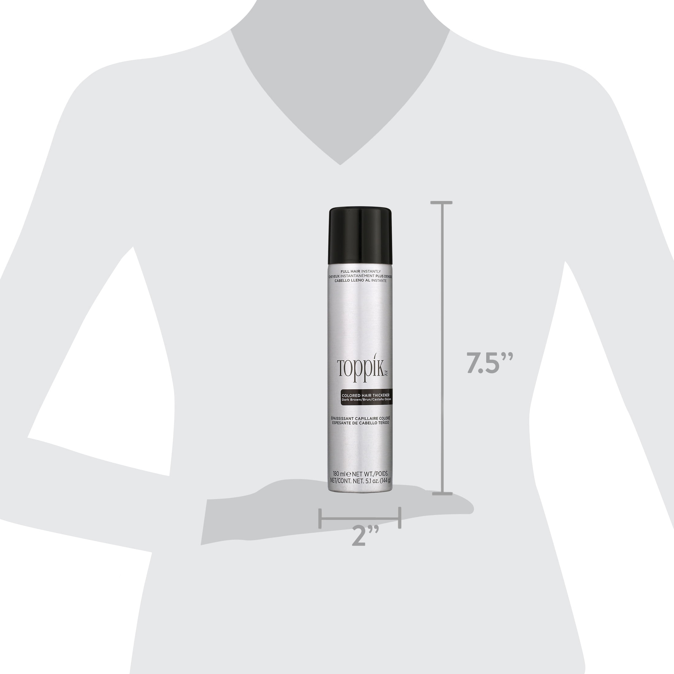 Toppik Hair Thickener, Colored, Dark Brown, Dry Formula 5.1 Oz