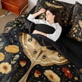 thumbnail image 5 of Homewish Boho Moth Twin Bedding, Hippie Flower Mushroom Bedding Comforter Set, Black Reversible 7-Piece, 5 of 7