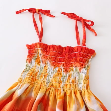 

Aayomet Flower Girl Dresses For Wedding Toddler Kids Girls Floral Bohemian Flowers Sleeveless Beach Straps Dress Princess Red 5 Years