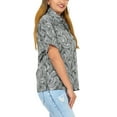thumbnail image 3 of LA LEELA Button Down Shirt for Women Cotton Linen Effect Summer Beach Party Shirt Casual Blouses Short Sleeve Tops Tropical Vacation Button up Shirts for Women S Leaves, Black, 3 of 5