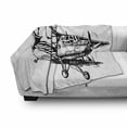thumbnail image 3 of Vintage Airplane Soft Flannel Fleece Throw Blanket, Drawing of a Monoplane Sketchy Monochrome Design, Cozy Plush for Indoor and Outdoor Use, 60" x 80", Black and White, by Ambesonne, 3 of 6