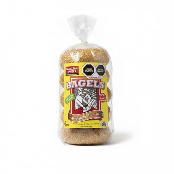 Canadian Bagels Ajonjolí 6pz 800gr | Pan Artesanal con Semillas de Ajonjolí  | Listos para Comer |  Pan Bagel Fresco