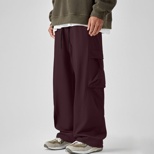 Pantalones largos para hombre, con protección solar, color liso, cintura elástica y cordón ajustable.