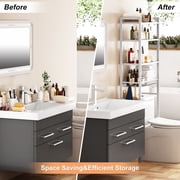 Biemlerfn Over The Toilet Storage Shelf, 4-Tier Wooden Bathroom Organizer Adjustable Saver Space Rack with Toilet Paper Holder, Pure White
