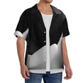 thumbnail image 2 of Fotbe Black White Fluid Sculpture Camisa Estampada de Manga Corta para Hombre, Casual de Verano, Estilo Playero, Sin Arrugas-Large, 2 of 5
