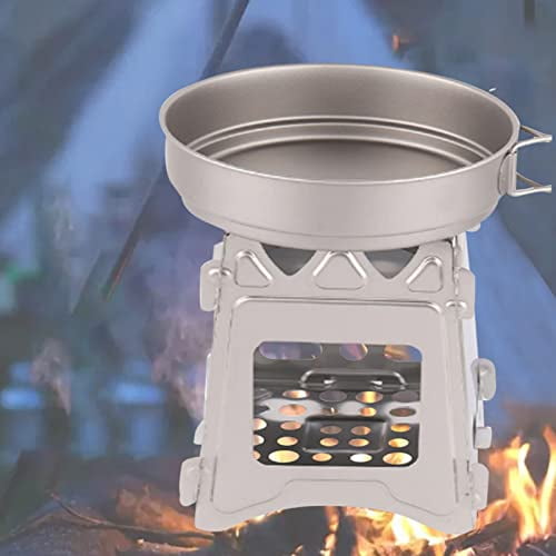 Topyond Camping Stove Wood Burning Stove, Stainless Steel Folding Twig Fuel Powering Backpacking Stove for Wilderness Camping Hiking Survival