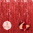thumbnail image 4 of Wweixi Rideaux Métalliques Scintillants Beige Rouge 8.2 Pieds, 1 Pce 3Ensemble, 4 of 6