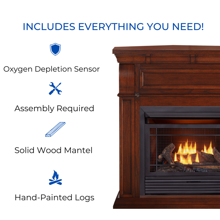 Duluth Forge Dual Fuel Ventless Gas Fireplace - 26,000 BTU, Remote Control,  Chestnut Oak Finish - Walmart.com