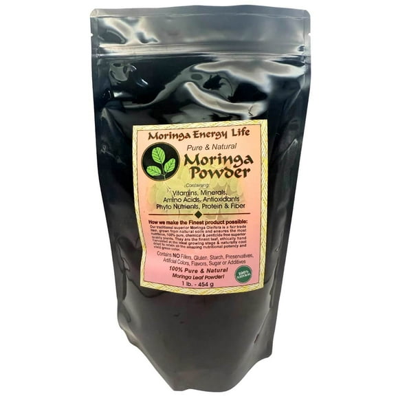 Moringa Powder by Moringa Energy Life, 93 Nutrients Pure Leaf Powder Superfood Drink 1 lb