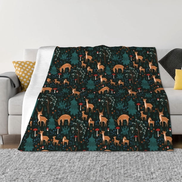 Fotbe Deers In The Forest Manta de Franela con Estampado, Manta Ultrasuave para Cama, Sofá, Auto, Hipoalergénica y Antibolitas-80"x60"
