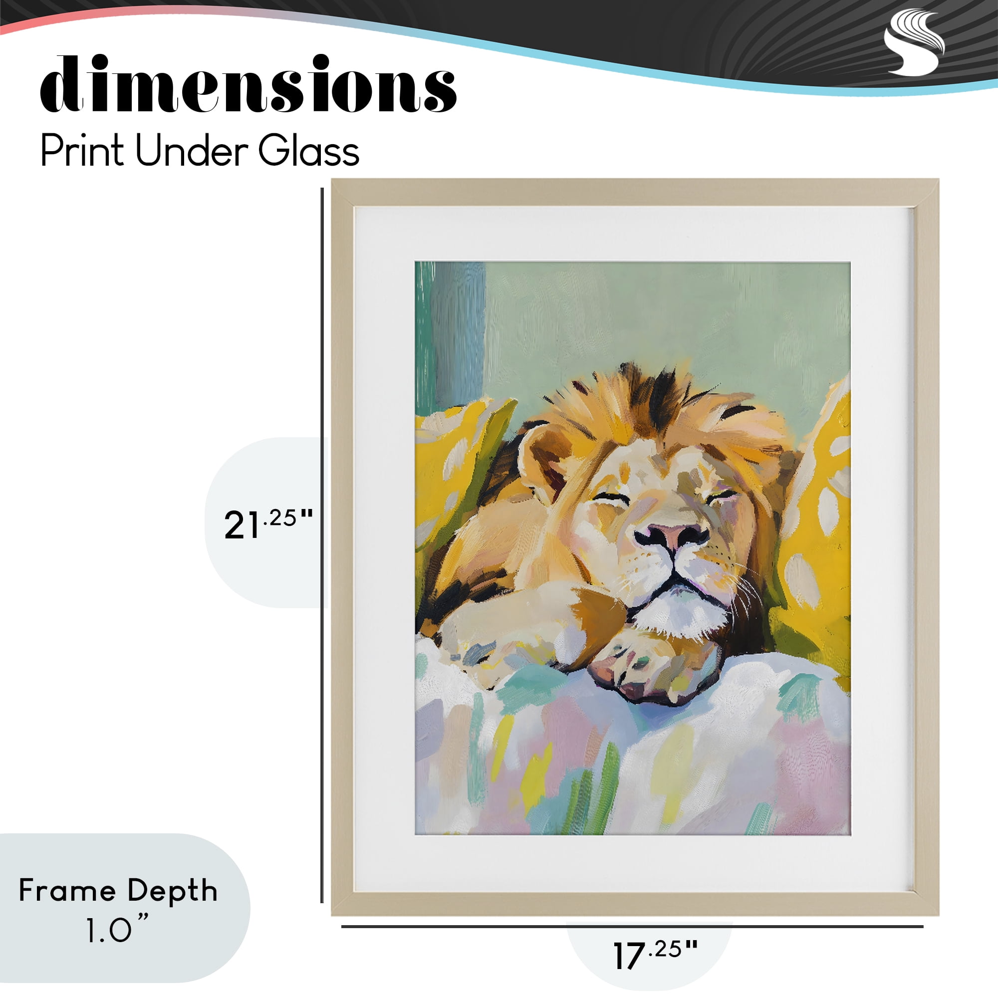 Stupell Industries Sleeping Lion on Pastel Pillows Birch Framed Print Under Glass, design by The Prints Vibe
