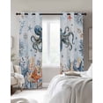 thumbnail image 3 of Oceans Marine Life Blackout Curtains for Bedroom Living Room, Orange Blue Octopus Starfish Retro Ombre 54 In Long Thermal Insulated Room Darkening Drapes Grommet Window Treatments, 52 x 54 In, 3 of 9