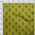 thumbnail image 2 of oneOone Viscose Jersey Lime Green Fabric Floral Block Sewing Craft Projects Fabric Prints By Yard 60 Inches, 2 of 5