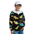 thumbnail image 3 of Chririnla Cute Dinosaur Pattern Fuzzy Zip Up Hoodie for Youth and Boys - Lightweight Athletic Wear with Pockets for Gym Run and Casual, 3 of 7
