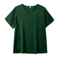 thumbnail image 4 of SNKSDGM Women's Plus Casual Easter Shirts Plus Size Tops for Women 5X-6X Summer Ladies' Solid Color Contrast Top off The Shoulder Tops for Women Dressy, 4 of 4
