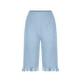 thumbnail image 5 of Plus Size Womens Pants Elastic Waist Straight Leg Women Casual Loose Lightweight Drawstring Pants with Pockets Light Blue S, 5 of 5