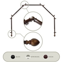 Contemporary Home Living 232" Brown Solid Contemporary 5-Sided Bay Window Curtain Rod