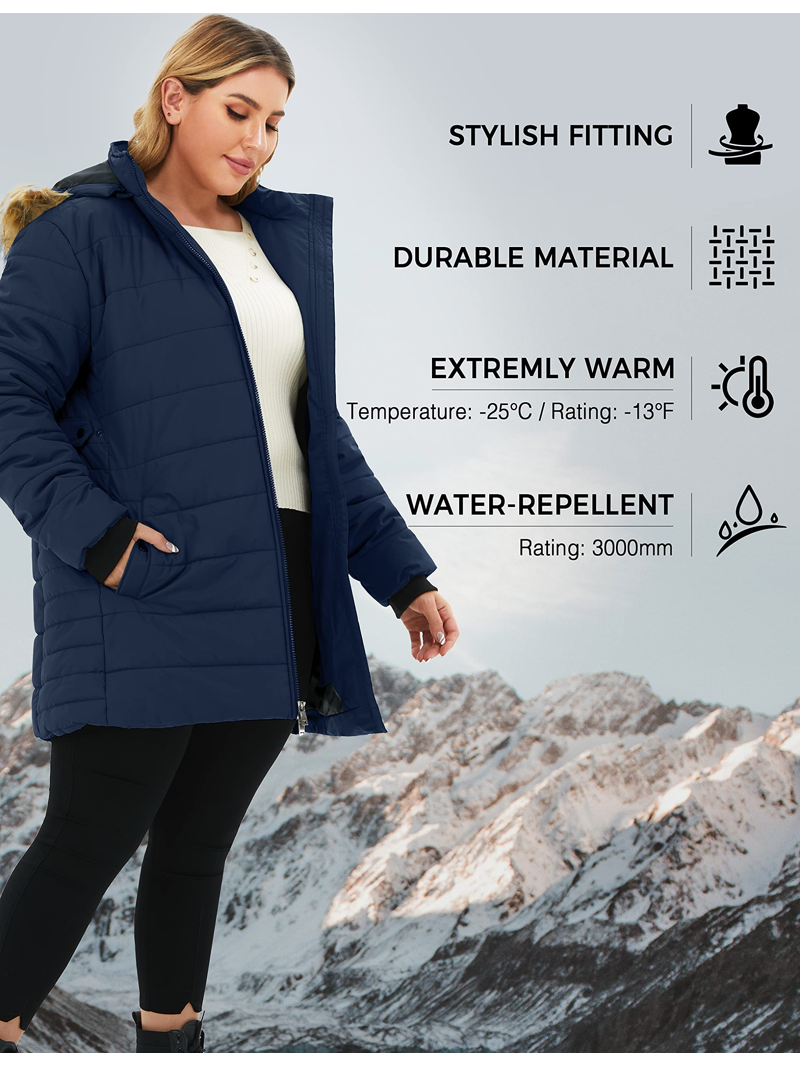 Soularge Waterproof Quilted Lightweight Women's Plus Size Winter