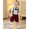 thumbnail image 6 of SANMIO Baby Boy Clothes Summer Suits Short Sleeve Bodysuits+Bowtie+Suspender Shorts Infant Gentleman Birthday Wedding Outfits, 6 of 13