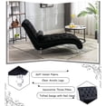 thumbnail image 3 of KINFFICT Velvet Chaise Lounge Chair with Toss Pillow, Modern Tufted Button Lounge Chair with Acrylic Legs, Upholstered Indoor Sleeper Chair for Living Room, Bedroom, Black, 3 of 8