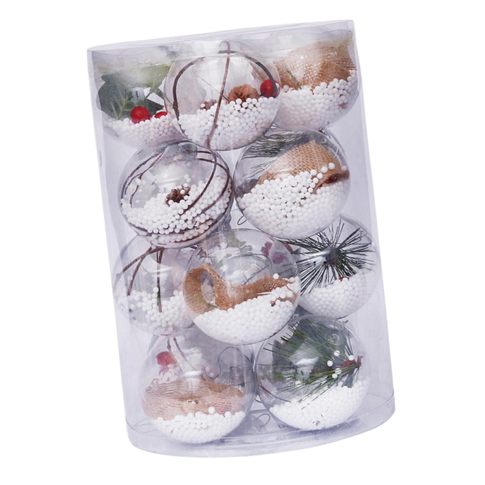 HILABEE 16Pcs Christmas Ball Balls with Hanging Loop Transparent DIY Tree Crafts Christmas Tree Ornaments for Festive Party Festivals