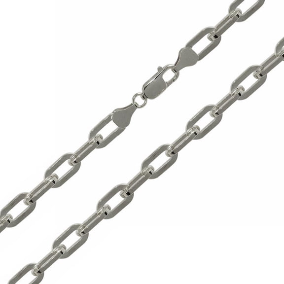 Rhodium Plated 925 Sterling Silver Wide Paperclip Link Chain 6mm Made in Italy 18" Jewelry Female