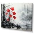 thumbnail image 2 of Designart "Red Forest Minimalist Monochrome painting II" Forest Wall Art Print, 2 of 5