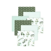 Little Treasure Hudson Baby Girls Cotton Poly Flannel Receiving Blankets 7-Pack, Green Eucalyptus, 30x30 inches