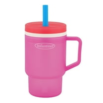 Infantino My 1st Tumbler – Adorable 10 oz. Training Cup with Toddler-Friendly Straw and Handle, Raspberry Cream
