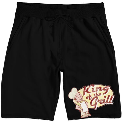 King of the Grill BBQ Men's Black Sleep Pajama Shorts-Medium