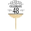 48th Birthday / Anniversary Novelty Burlap Cupcake Decoration Picks -12pack