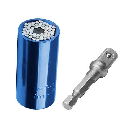 

Wrench Head Socket Universal Sleeve Universal Wrench Head Drill Ratchet Spanner Sleeve 7\-19mm Power Drill Bushing Socket Blue