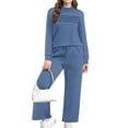 thumbnail image 3 of Two Piece Sets for Women Fall Outfits Long Sleeve Lounge Sets Side Slit Wide Leg Pants M, 3 of 7