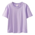 thumbnail image 3 of YONGHS Kids Boys Girls Short Sleeve Casual T-Shirts Cotton Tops Lightweight Sports Tees Purple 13-14, 3 of 7